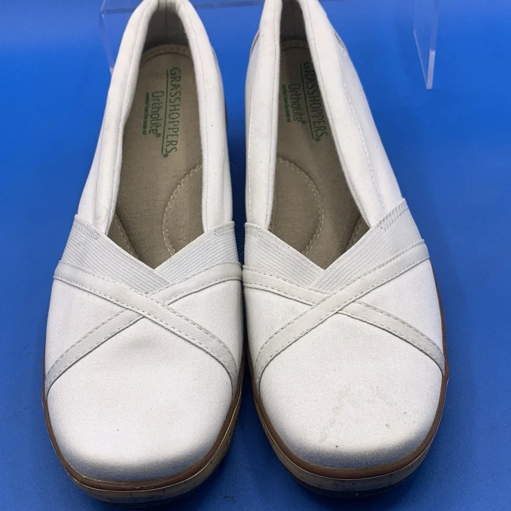 Grasshoppers Misty Wedge Shoes White Cork Heel Women's Size 9.5